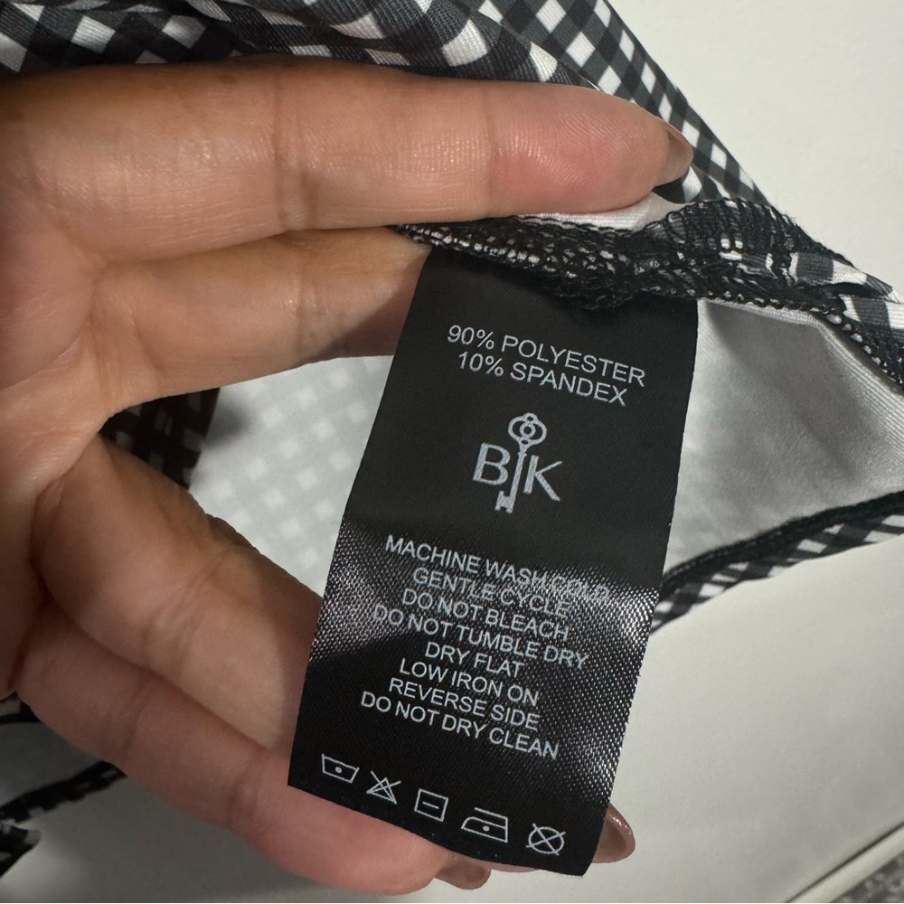 NWT Belyn Key Sleeveless Polo Golf‎ Tank Black White Gingham Small Tennis Active - Picture 7 of 10